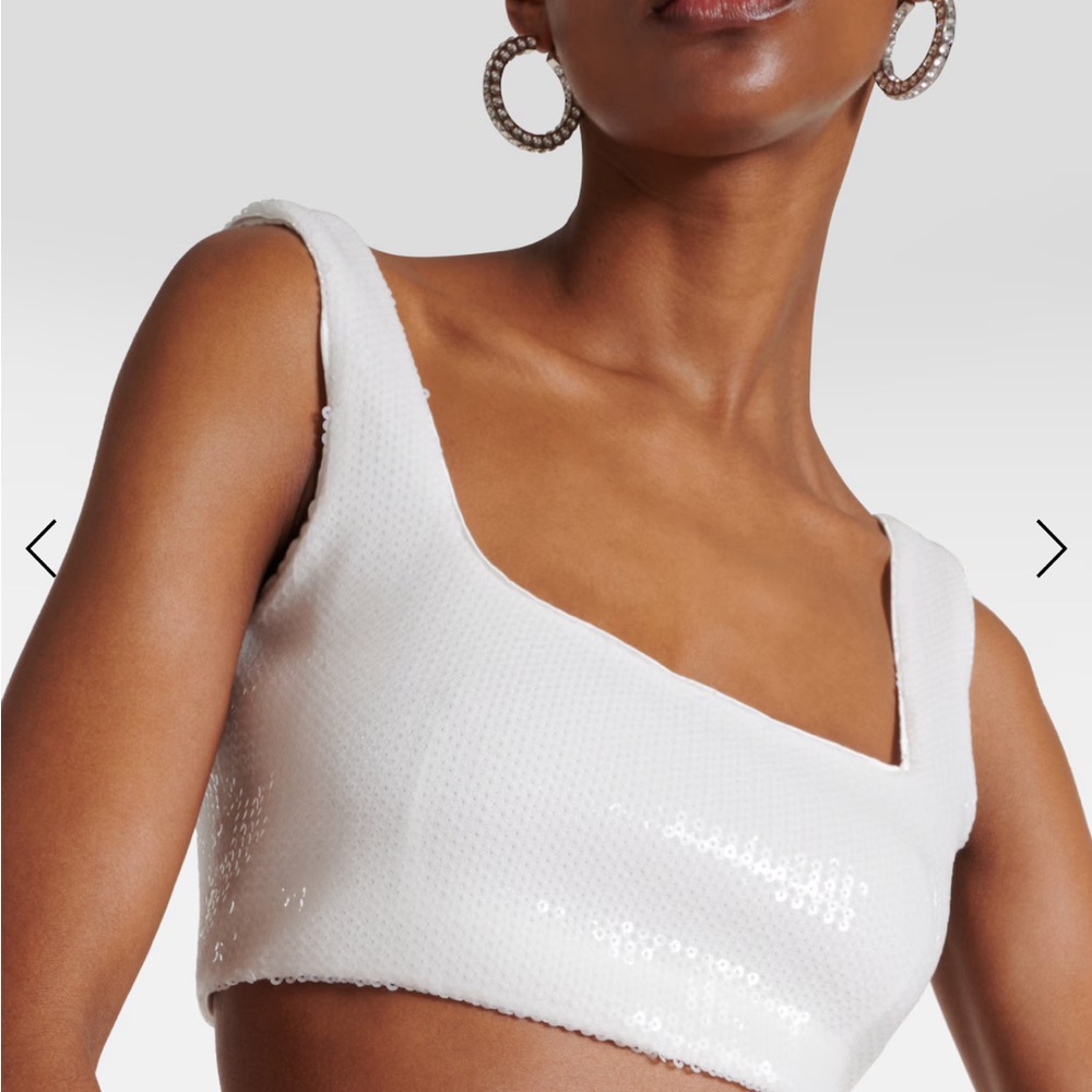 Galvan bridal beating heart sequined crop top